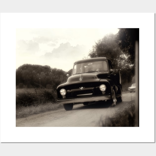 1954 FORD F-100, black white Wall Art by hottehue